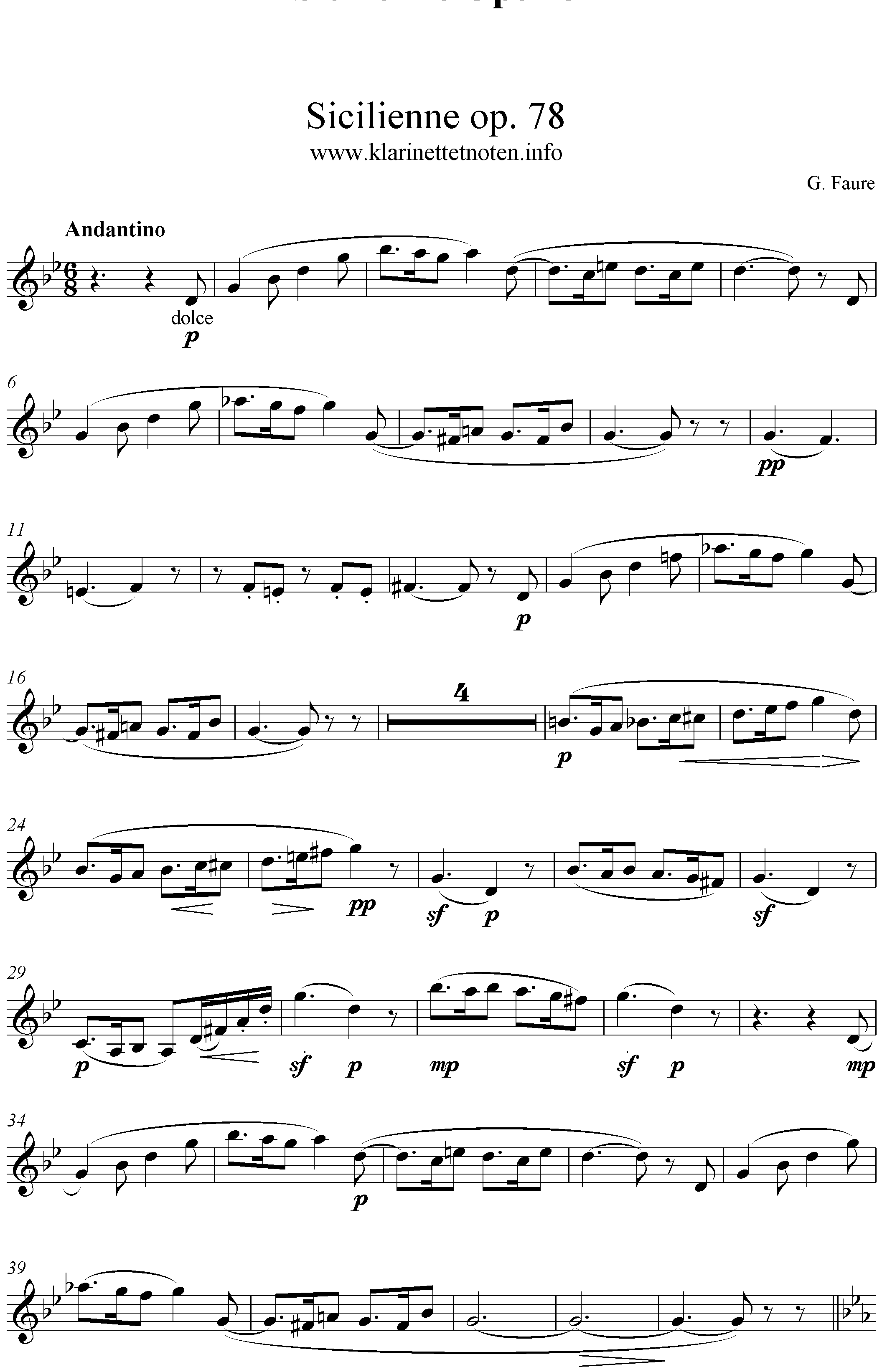 Sicilienne op. 78, gm, Gabriel Faure